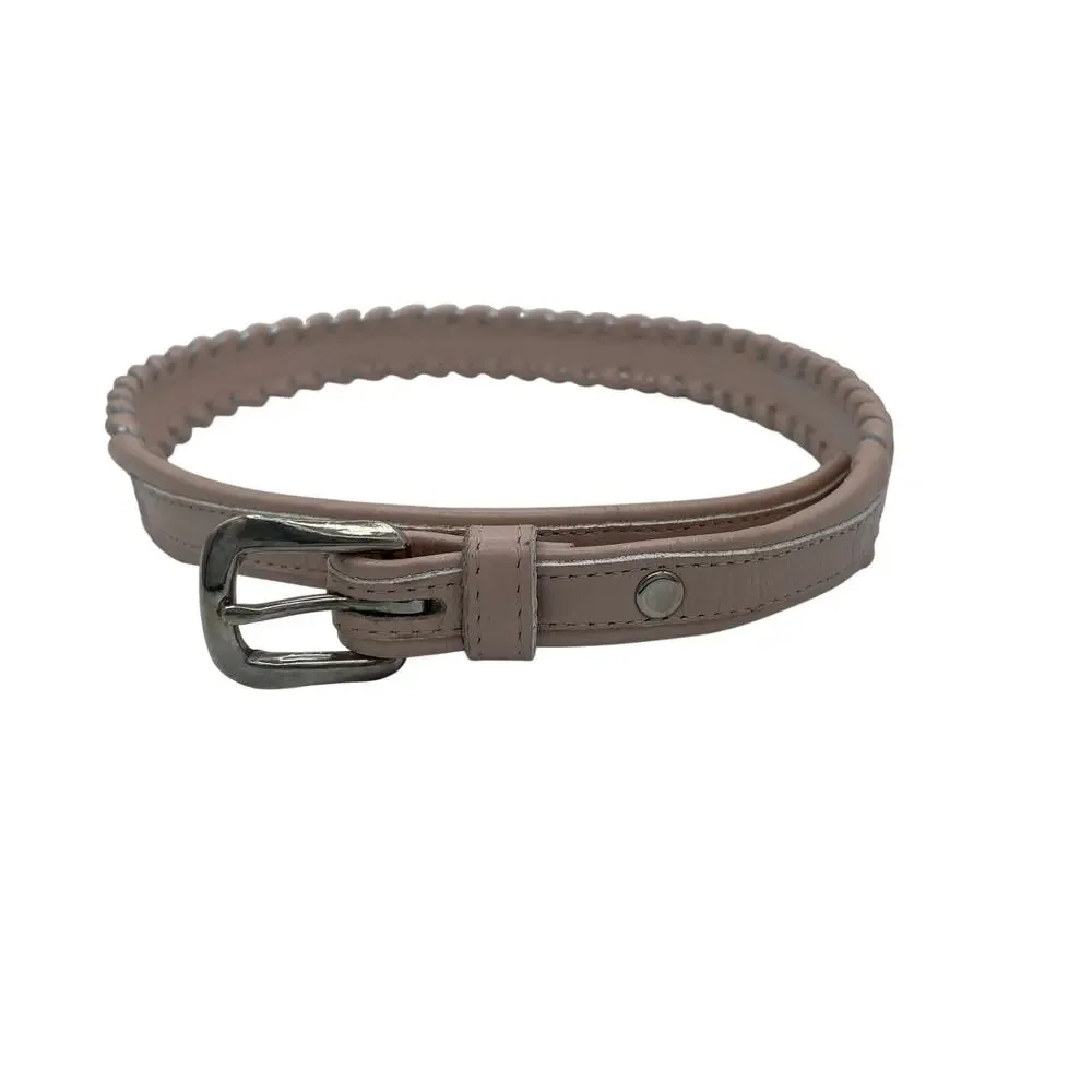 Vintage Fisher Girls Pink Leather Western Belt Silver Braided Size 26 Retro Farm